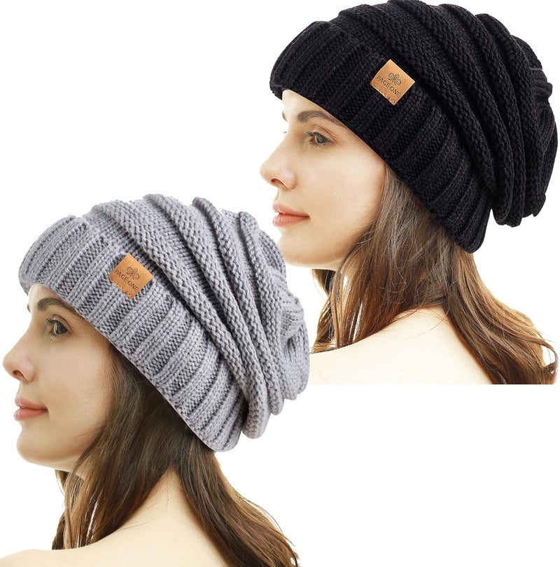 PAGE ONE Womens Winter Beanie Warm Cable Knit Hat Style Stretch Trendy Ribbed Chunky Cap - Image 1